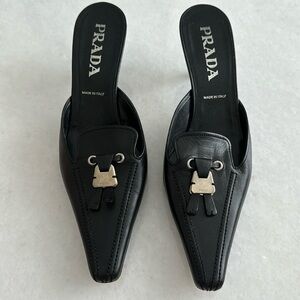 PRADA black slip on kitten heels - size 39 - made in Italy